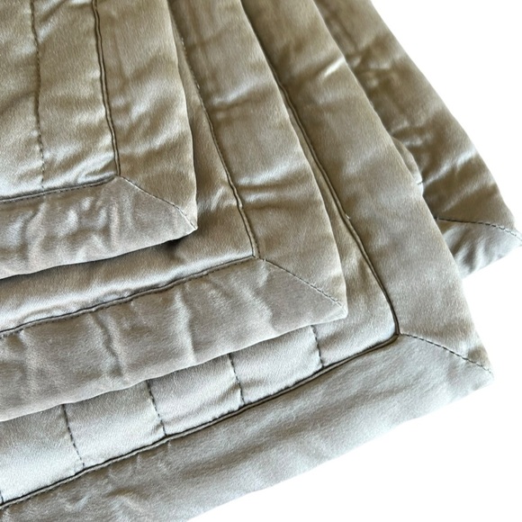 Ann Gish Silk Charmeuse Jumbo Pillow Sham Set Champagne Channel Quilt 29x35 FLAW - Picture 5 of 13